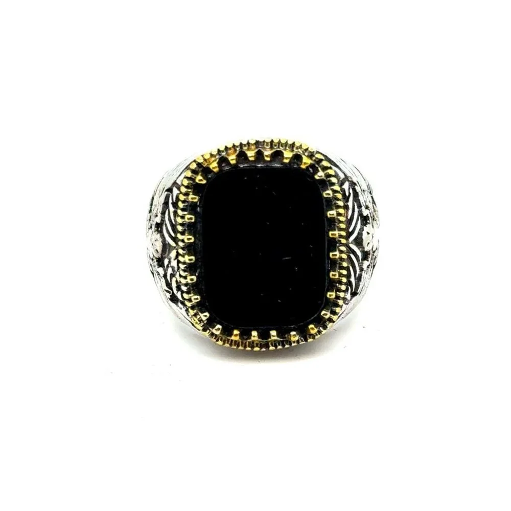 Large Black Ring‎ With Gold Accent